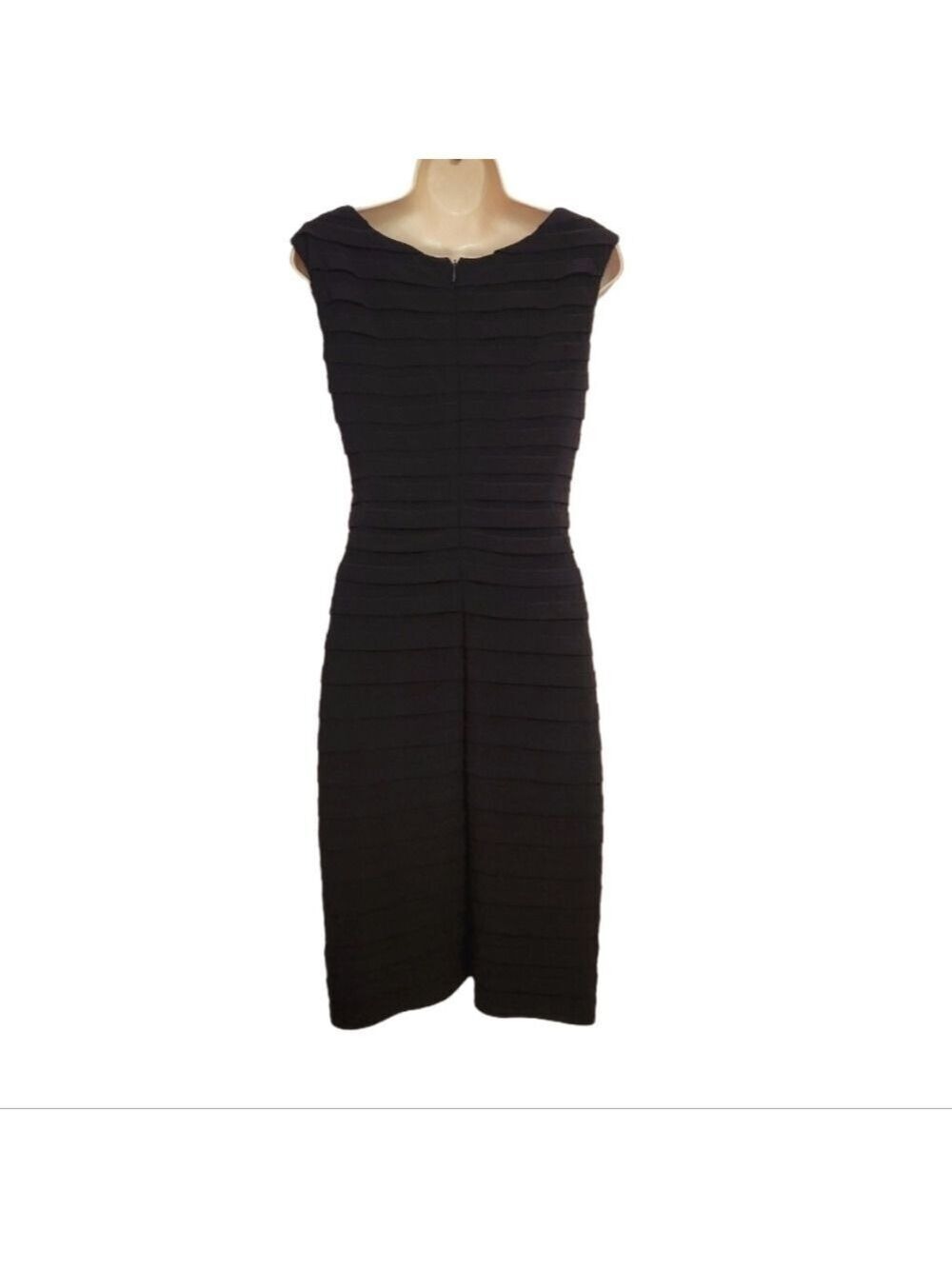 Adrianna Papell Black Sheath Dress Size 6 - Picture 6 of 12